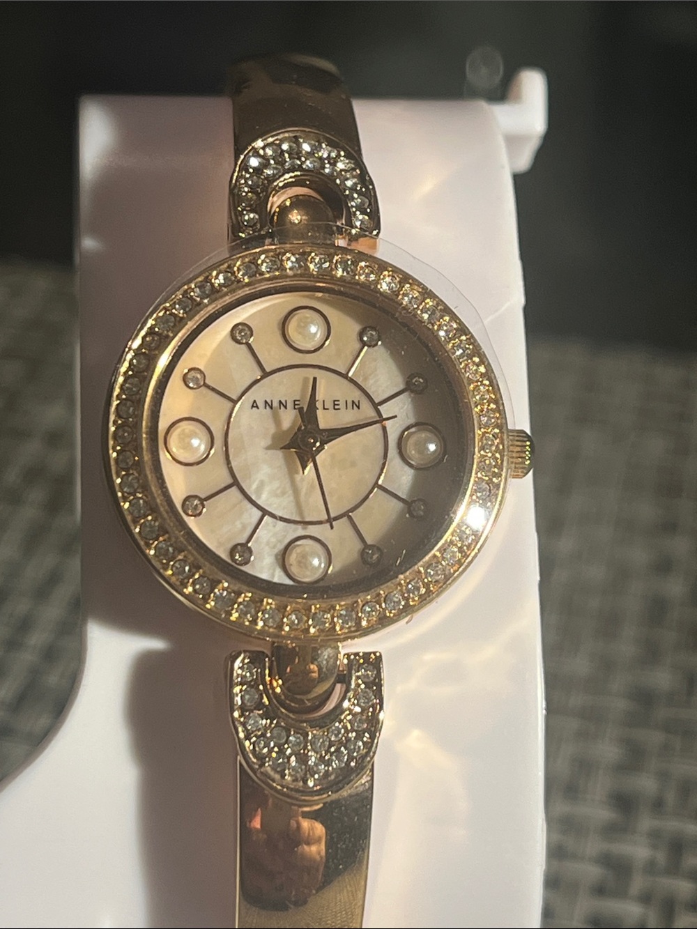 Anne Klein Gold-tone Crystal & Mother-of-Pearl Dial Women's Watch